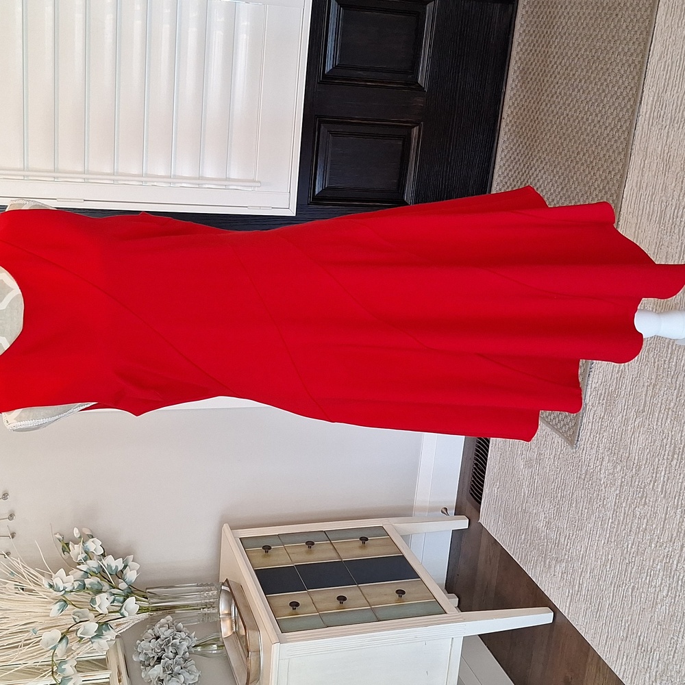 ADELYN RAE Red cut on the bias dress.[L] BNWT